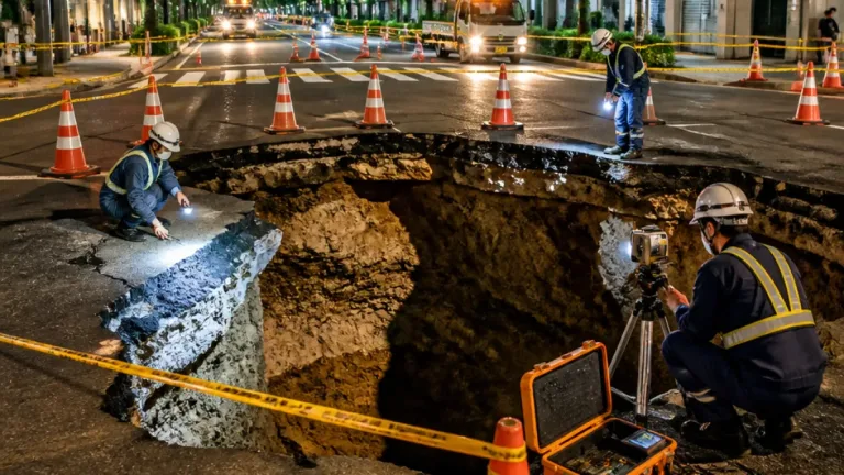 仙台・青葉区の国道交差点で道路陥没、一時交通規制解除