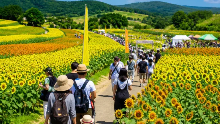 世羅高原に１２０万本のヒマワリ 夏の見ごろ続く