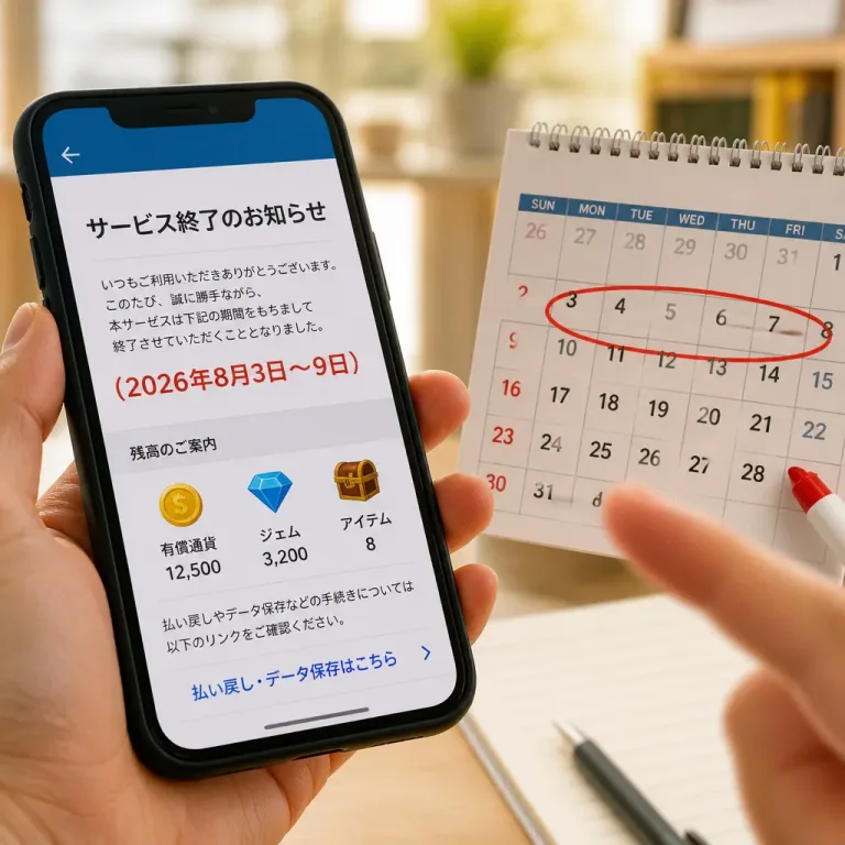 今週のスマホゲーム終了情報と利用者が取るべき手続き