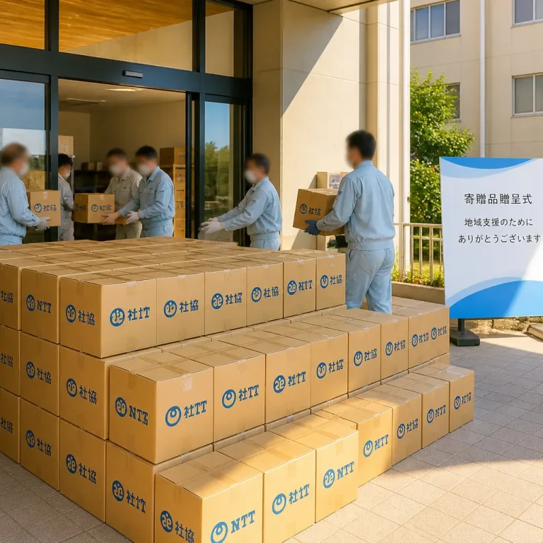 NTT福島支店が市社協へ災害備蓄品120箱を寄贈