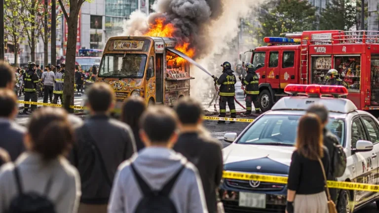 渋谷でキッチンカー火災、通行人ら3人が搬送