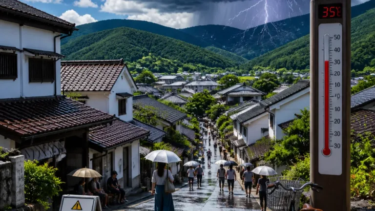 猛暑と午後の雷雨、島根は津和野や米子で35℃予想