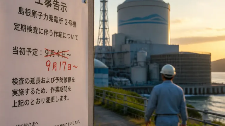 島根原発2号機の定検、再稼働予定が延長