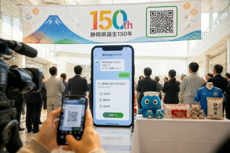 公式LINEで答えて当たる 静岡県誕生150年キャンペーン始動