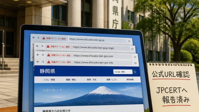 静岡県公式に酷似した「偽サイト」相次ぎ注意喚起