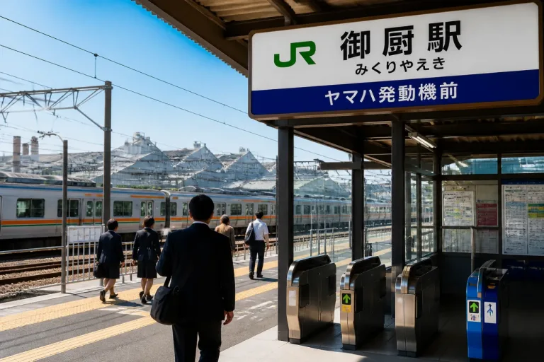 静岡・磐田のＪＲ御厨駅に「ヤマハ発動機前」副駅名が表示