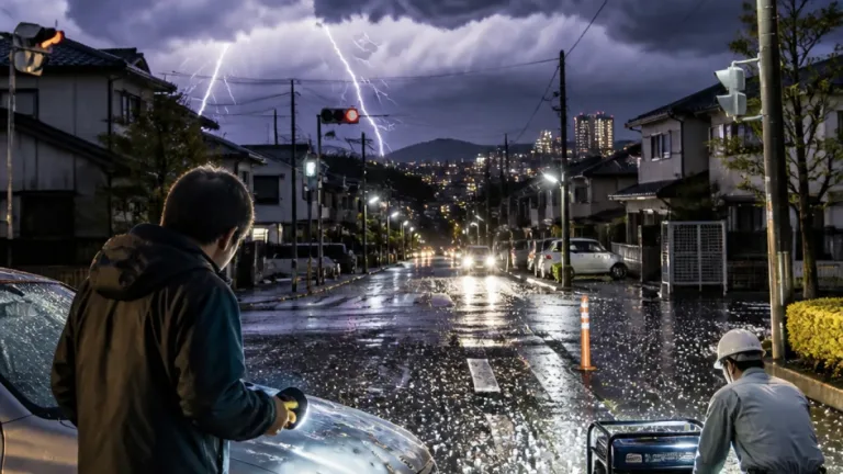 静岡県で雷雨とひょう、各地で停電発生