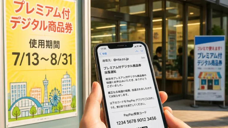 吹田で開始のプレミアム商品券、申込終了と当落通知のお知らせ