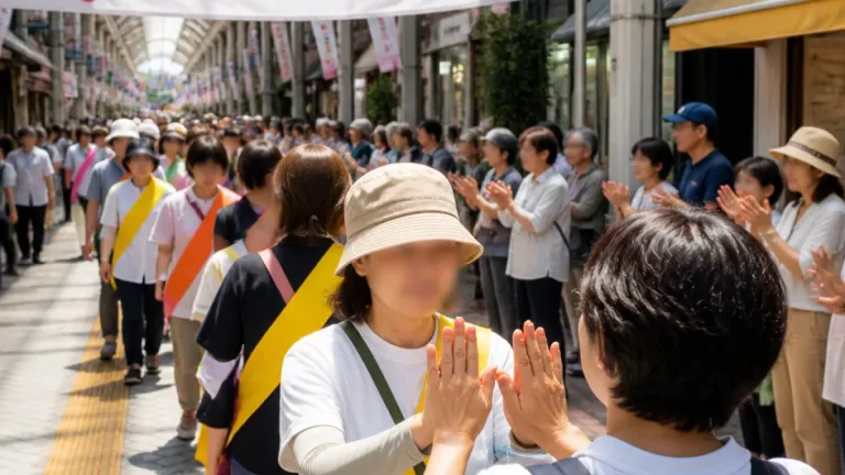 高松中央商店街で国際盲ろうの日パレード 当事者と市民が交流