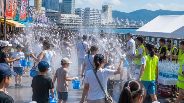 高松、夏の行事と新店続々 サンポートで水かけフェスなど賑わい