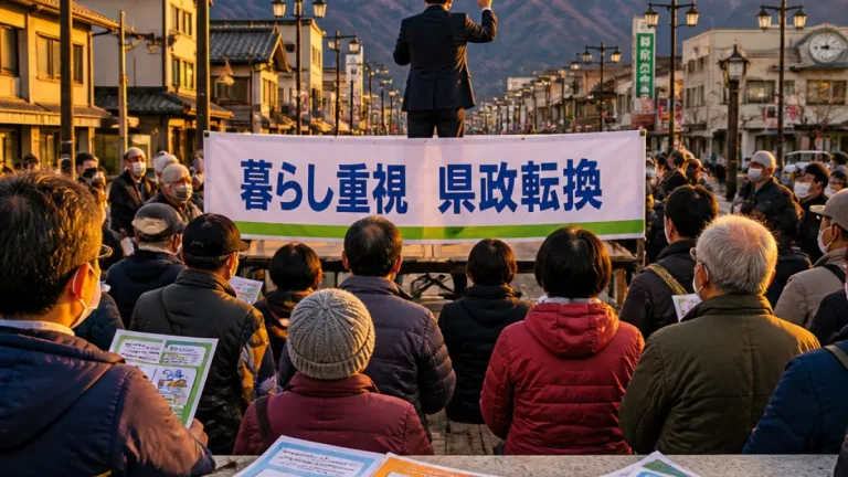 無所属候補・武田良介氏の政策軸を詳報 暮らし重視で県政転換を掲げる