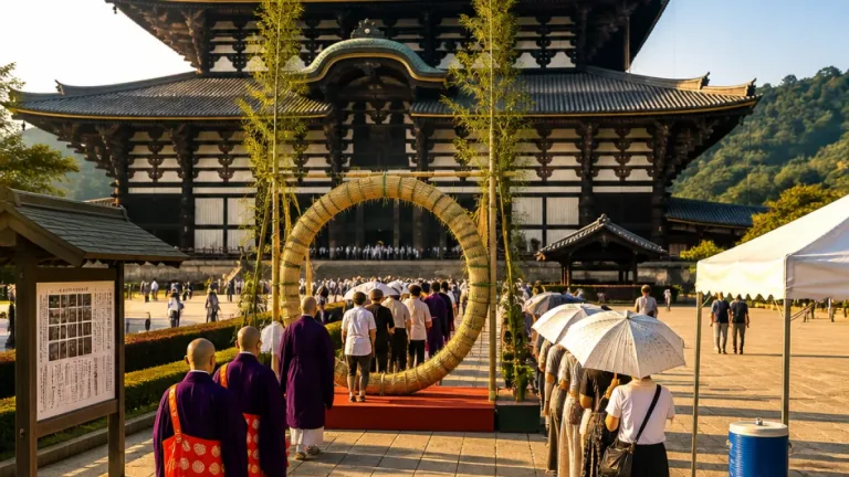 東大寺で夏越の茅の輪くぐり 無病息災願う解除会に参拝者