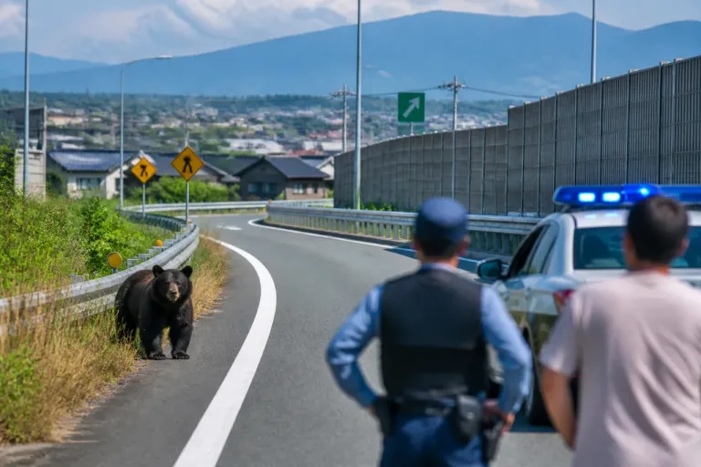 東北道の流入ランプ付近でクマ目撃 住民と通行の警戒続く