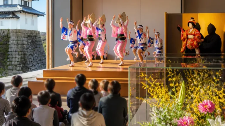 徳島城博物館で阿波おどり期間の伝統芸能公演と展示