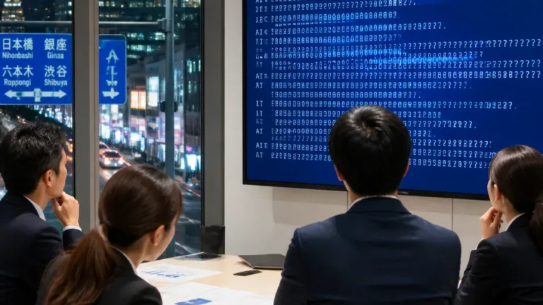 文字化けした報道文を受け、東京都内で懸念されるAI・IT潮流の影響整理