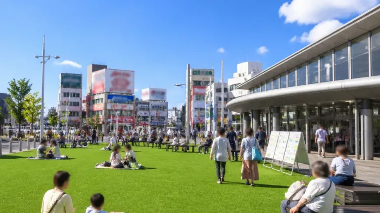 苫小牧駅前に人工芝の「まちなかピクニック」無料で開放