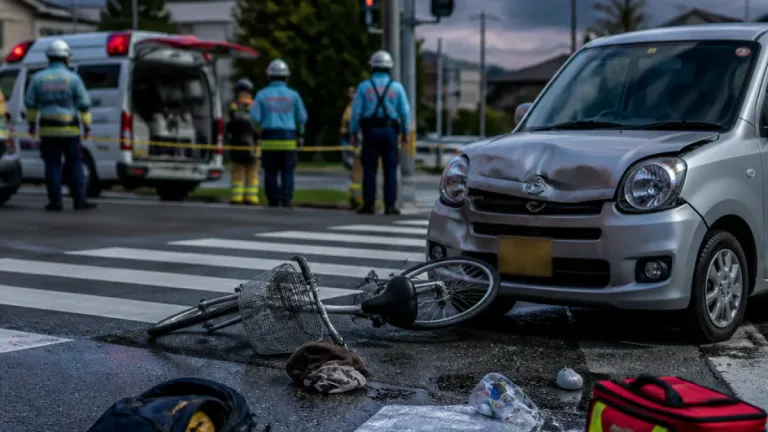 取手市で自転車の高齢男性が軽乗用車にはねられ重傷
