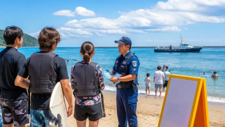 鳥取・賀露の海水浴場で海保とサーファーが合同パトロール開始