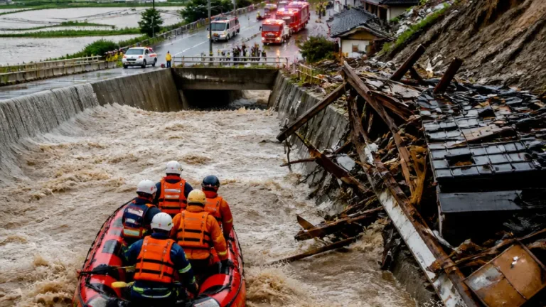 富山で記録的豪雨、河川氾濫と土砂災害相次ぐ