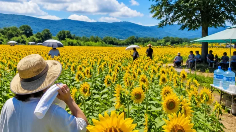 夏本番、黄色いじゅうたん 富山のヒマワリ畑が見頃に