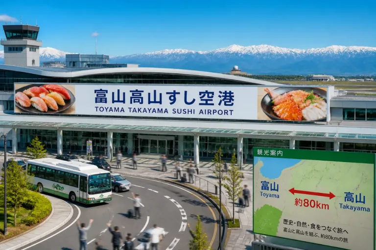 県境を越えた愛称 富山空港が「富山高山すし空港」に