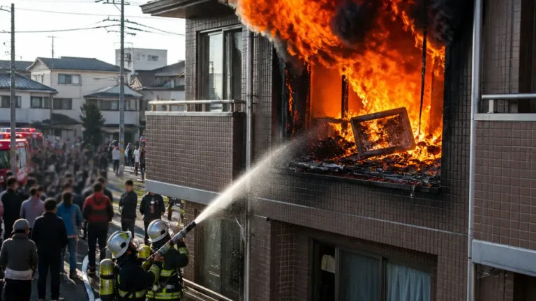 豊橋で共同住宅火災 火元はパソコン、居室全焼で２人搬送
