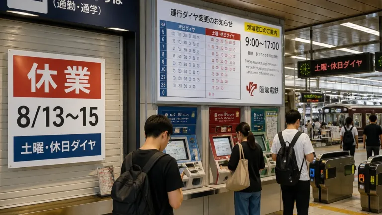 豊中の阪急窓口休業と運行ダイヤ、夏季利用で注意を