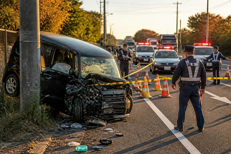 豊田で追跡中の車が電柱に衝突 警察が呼び止めた車が逃走