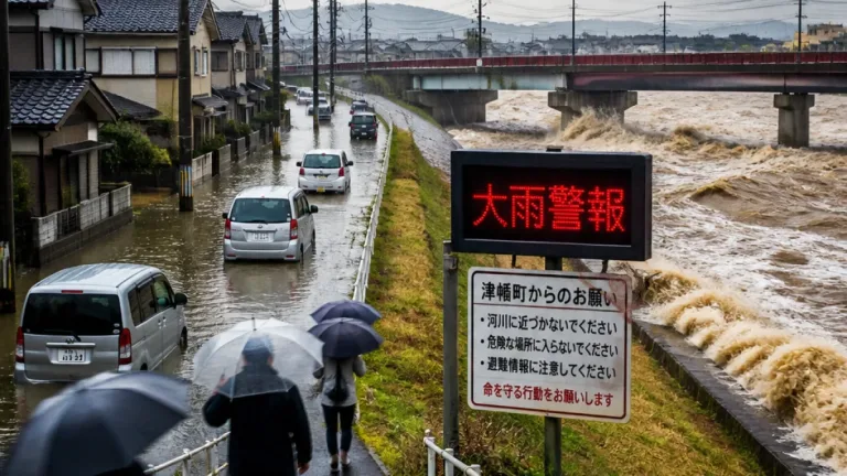 津幡町にレベル3大雨警報 低地浸水と河川増水に厳重注意