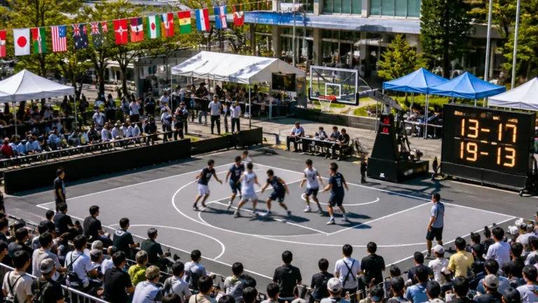 市役所で国際3x3 上野原が熱戦を展開