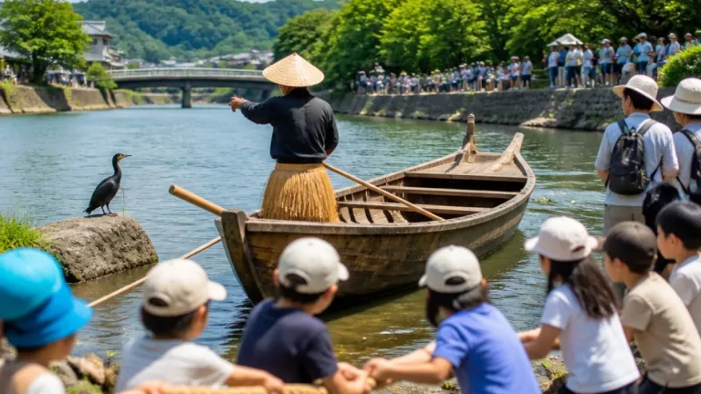 宇治川でこども鵜匠体験 伝統継承と地域のにぎわいに期待