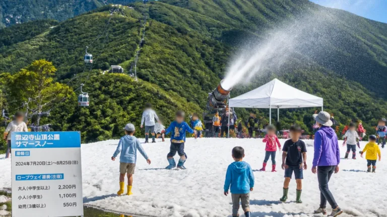 雲辺寺山頂で真夏の人工雪遊び 8月23日までの土日祝に実施