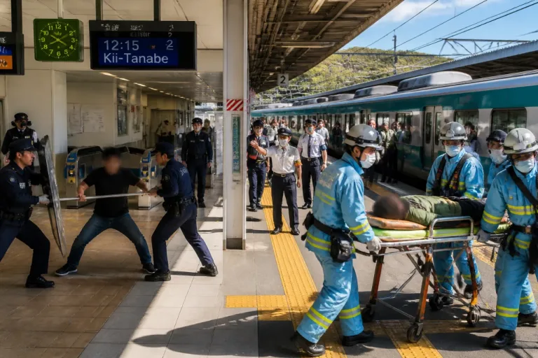 和歌山・紀伊田辺駅でテロ想定の合同訓練実施 県内行事を前に連携確認