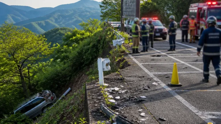 山形・月山道で駐車場から車が転落 ガードレールの有無が焦点に