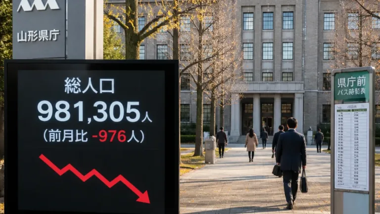 山形県人口98万1305人、前月比976人減