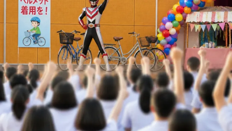 山形南高文化祭にヤンバイダー登場 ヘルメット着用啓発で地域に波及