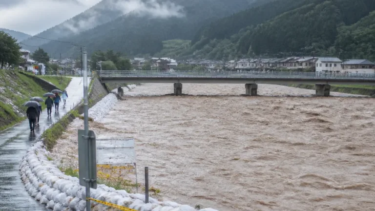 山形・鮭川で氾濫注意 平岡橋水位が上昇
