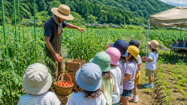 山形市の園児、地産地消を学ぶトマト収穫体験が実施