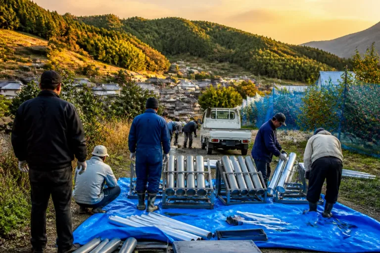 山口・阿東嘉年でサル対策研修 住民が花火発射台作りも実施