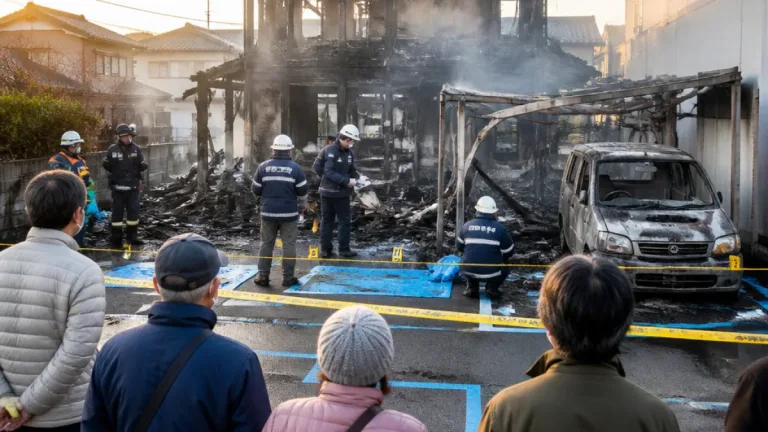 山口市で住宅と車が全焼 住民に被害と防災の見直し促す
