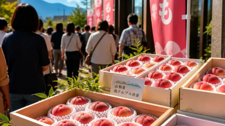 旬迎えた山梨の最高級モモ 一日限定で静岡市の百貨店に登場