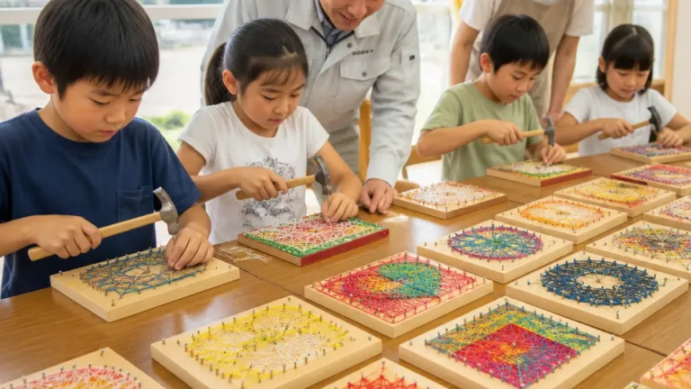四日市の学童で出前講座 金づち使うアート制作で職業理解促す