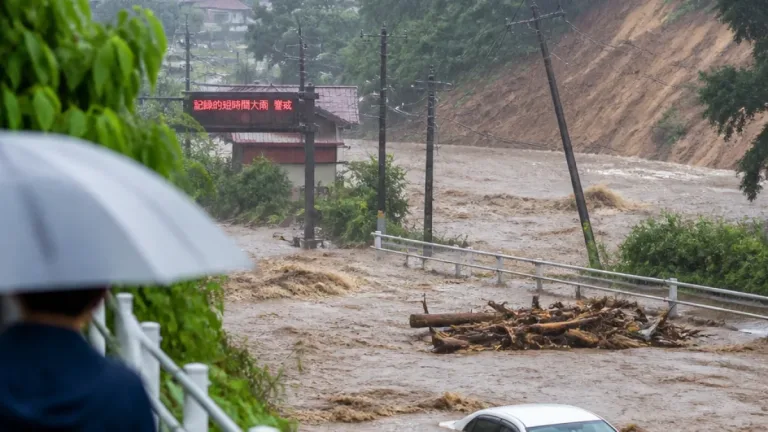 湯沢付近で1時間に約100ミリの猛烈な雨、記録的短時間大雨を発表